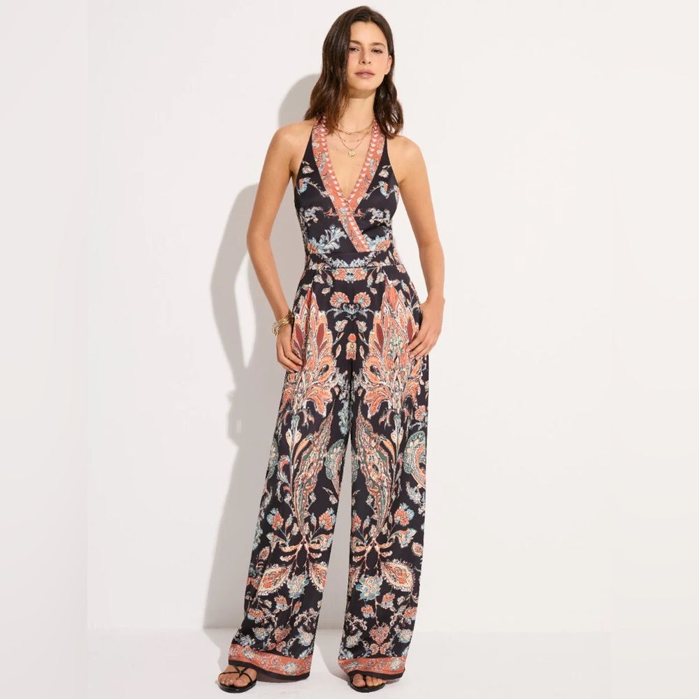 Commense Paisley Print Halter Jumpsuit